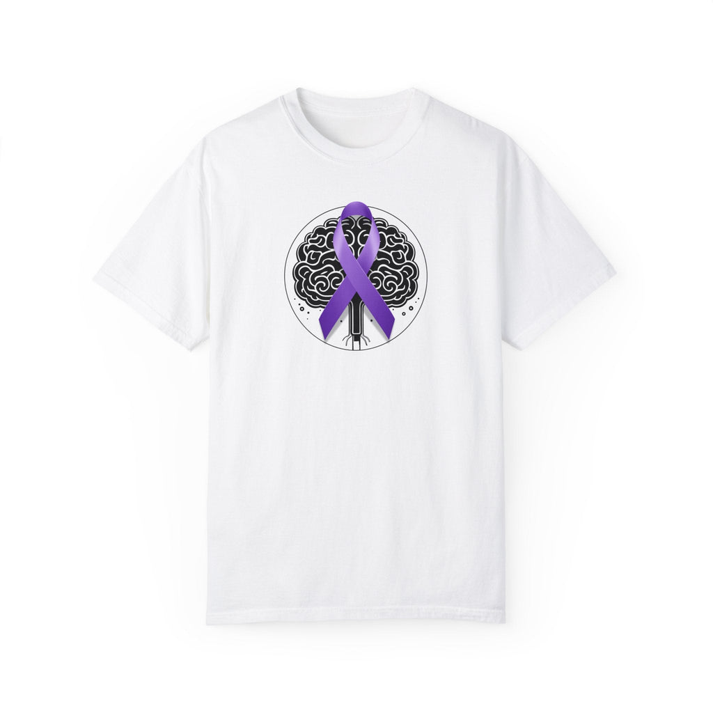 Purple Ribbon Brain Unisex Garment - Dyed T - shirt - T - Shirt - Epileptic Al’s Shop