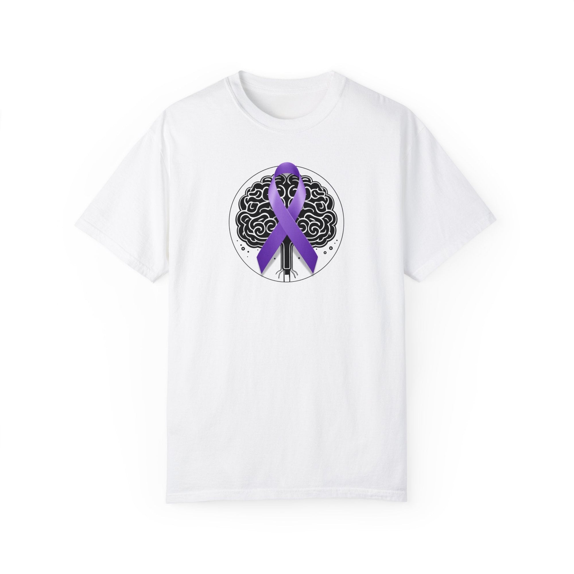 Purple Ribbon Brain Unisex Garment - Dyed T - shirt - T - Shirt - Epileptic Al’s Shop