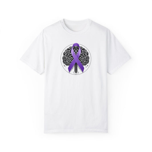 Purple Ribbon Brain Unisex Garment - Dyed T - shirt - T - Shirt - Epileptic Al’s Shop
