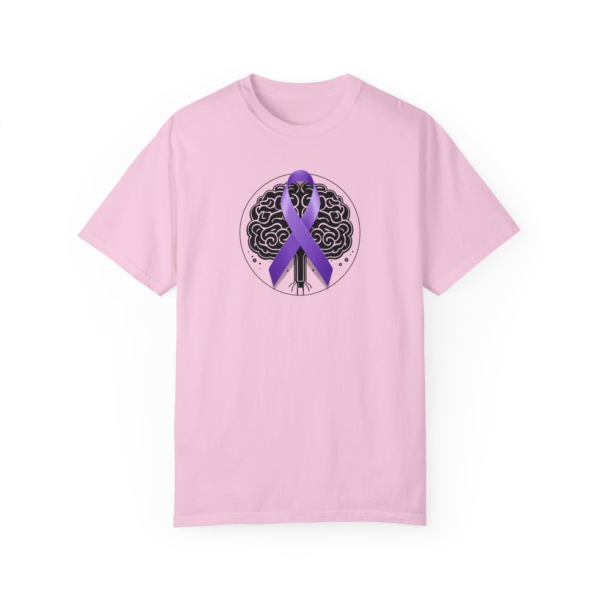 Purple Ribbon Brain Unisex Garment - Dyed T - shirt - T - Shirt - Epileptic Al’s Shop