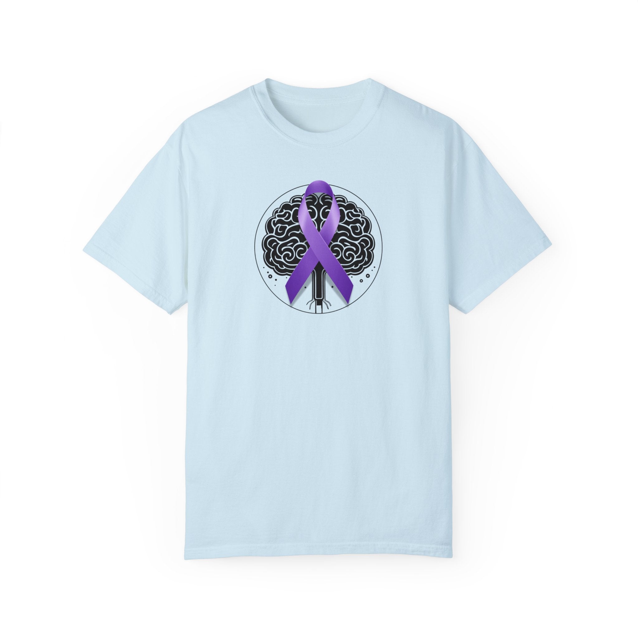 Purple Ribbon Brain Unisex Garment - Dyed T - shirt - T - Shirt - Epileptic Al’s Shop