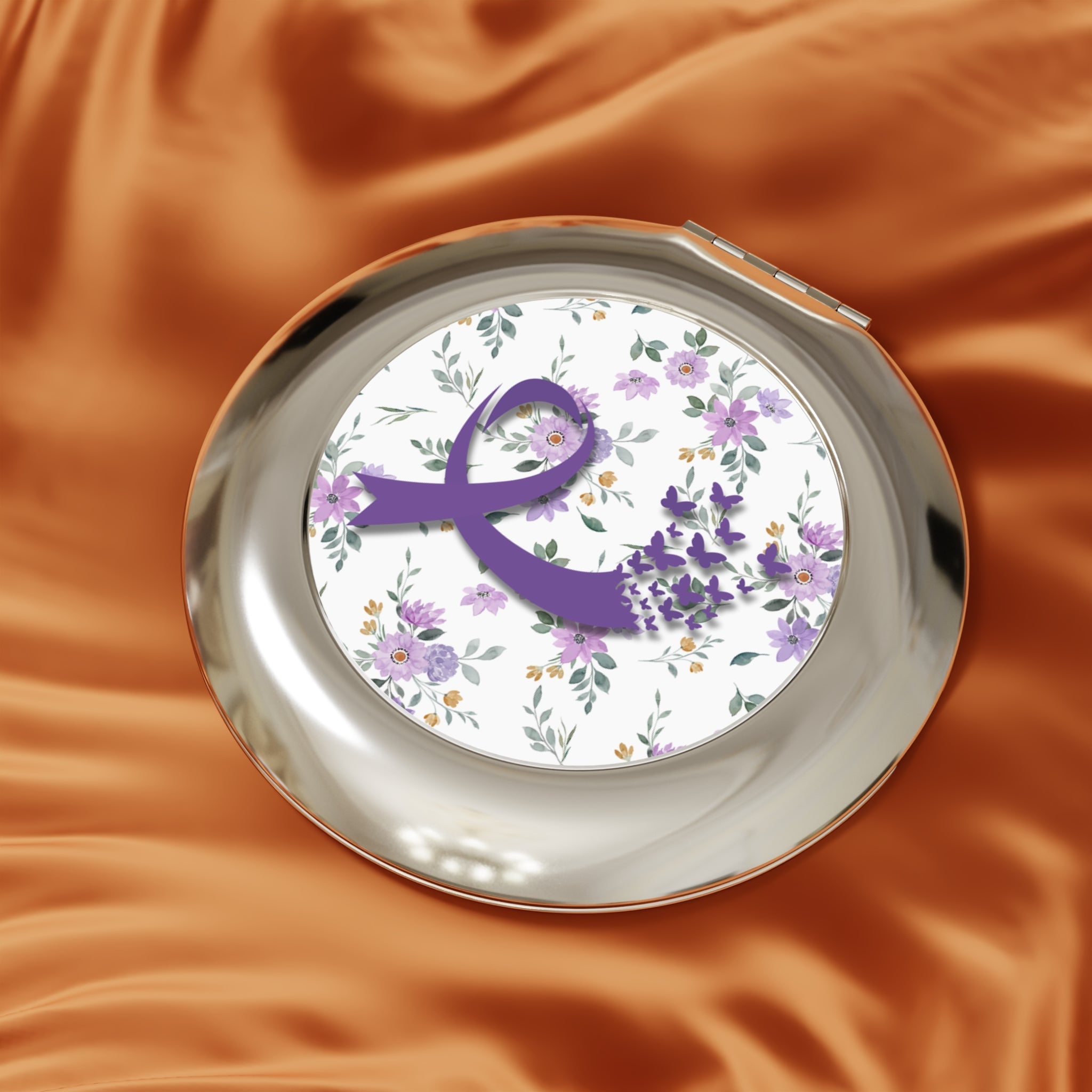 Purple Ribbon Butterfly Compact Travel Mirror - Accessories, Beauty, Travel Mirror - EpiAl's Shop