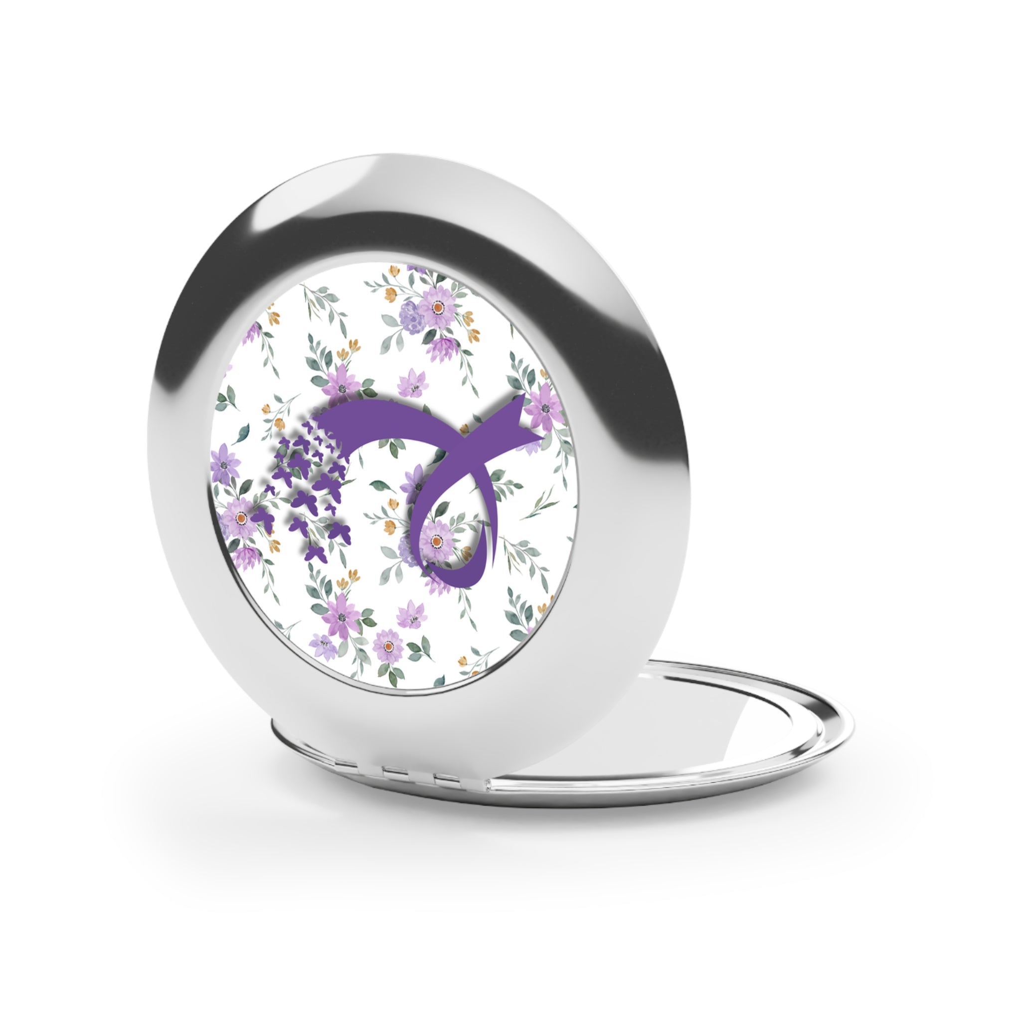 Purple Ribbon Butterfly Compact Travel Mirror - Accessories, Beauty, Travel Mirror - EpiAl's Shop
