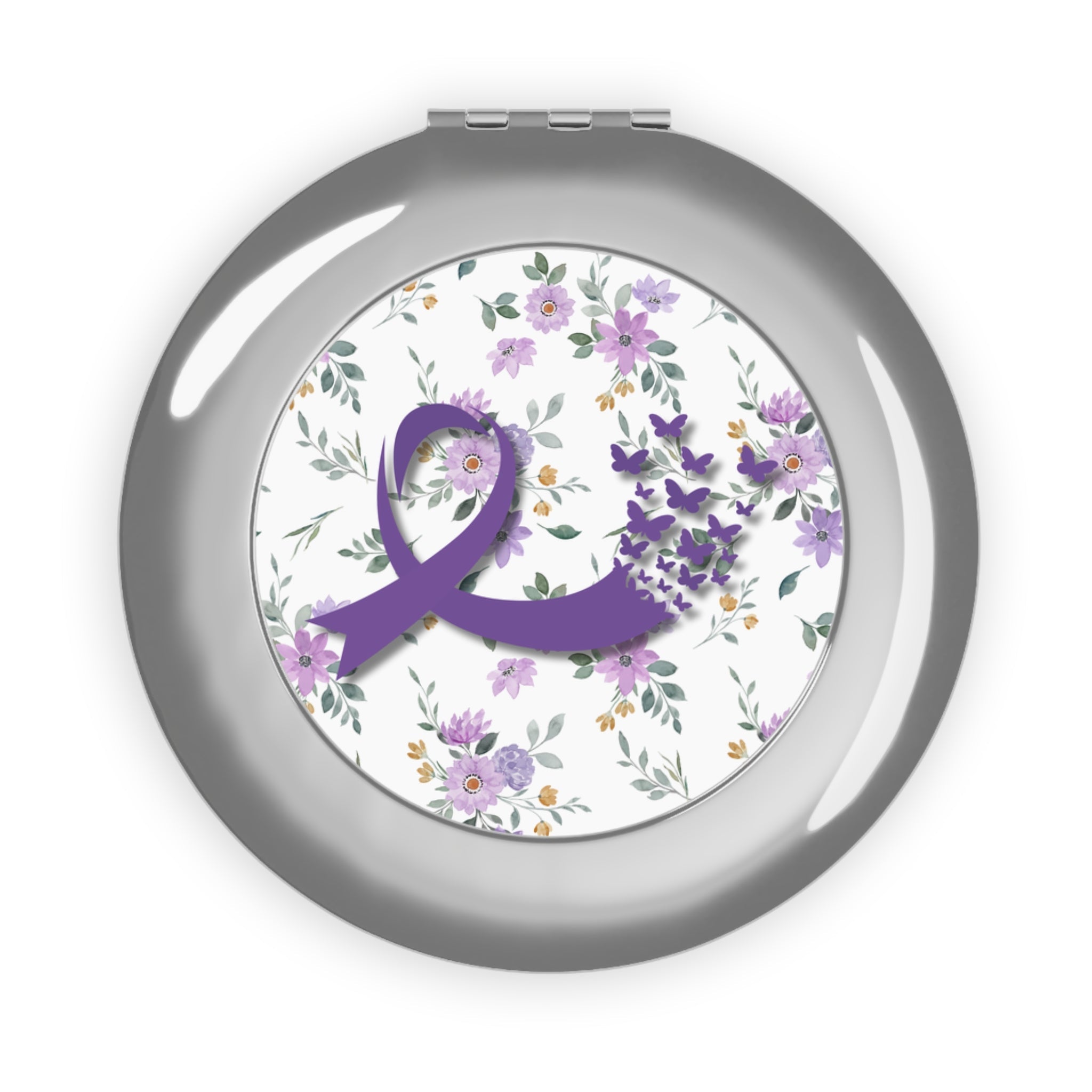 Purple Ribbon Butterfly Compact Travel Mirror - Accessories, Beauty, Travel Mirror - EpiAl's Shop
