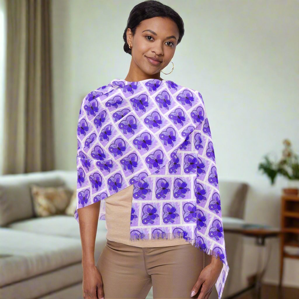 Purple Ribbon Butterfly Epilepsy Awareness Light Scarf - Clothing, Scarves - EpiAl's Shop