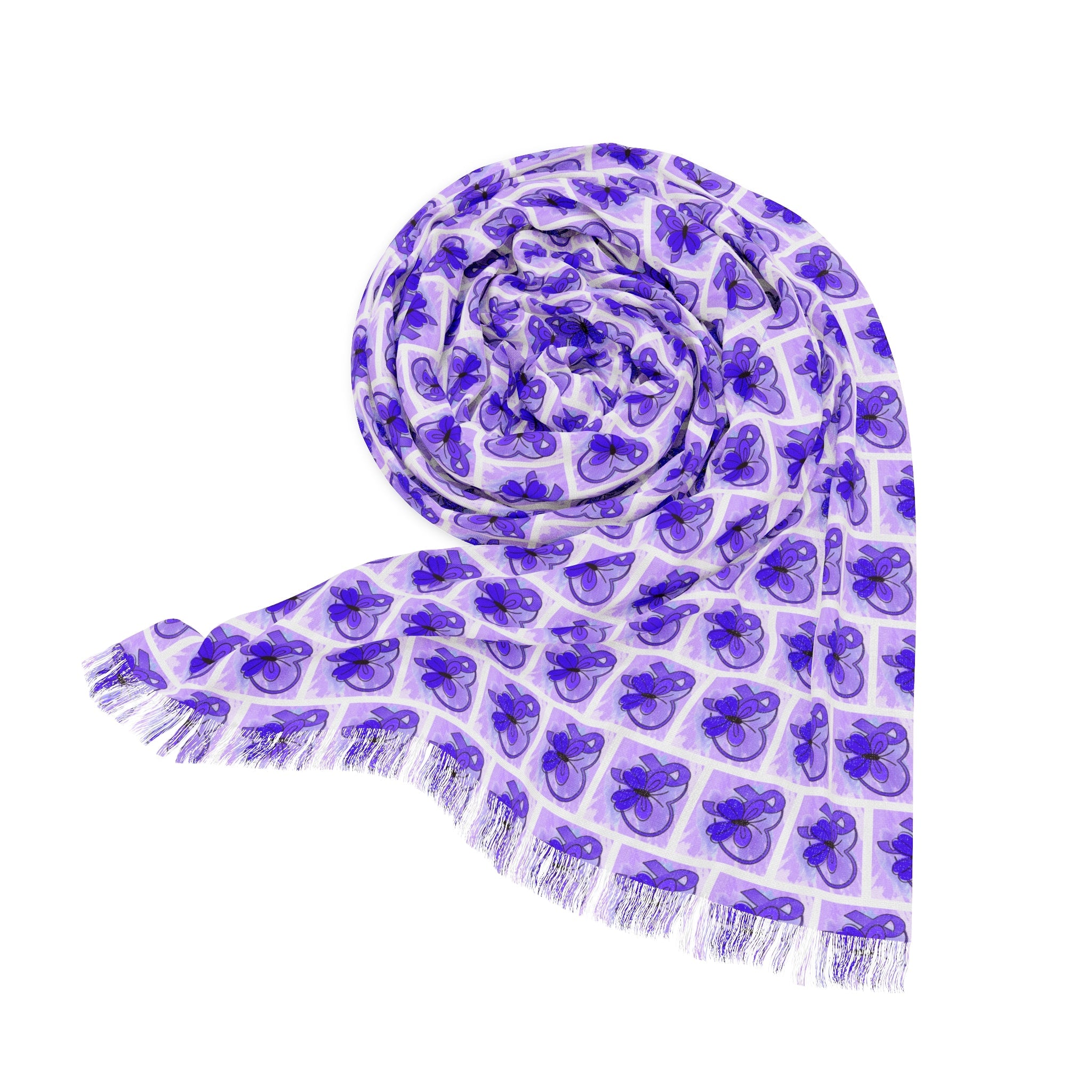 Purple Ribbon Butterfly Epilepsy Awareness Light Scarf - Clothing, Scarves - EpiAl's Shop
