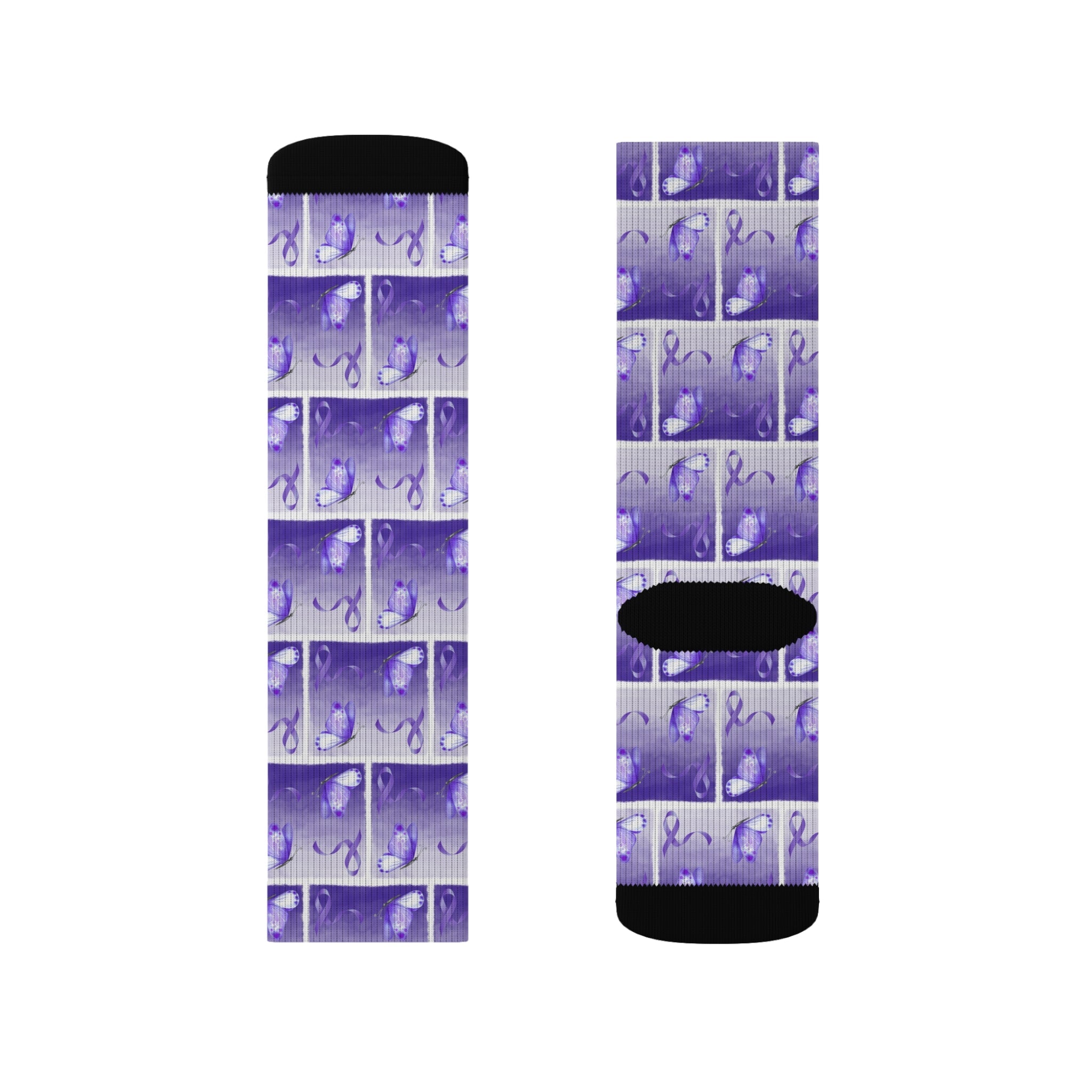 Purple Ribbon Butterfly Epilepsy Awareness Socks - Clothing, Socks - EpiAl's Shop