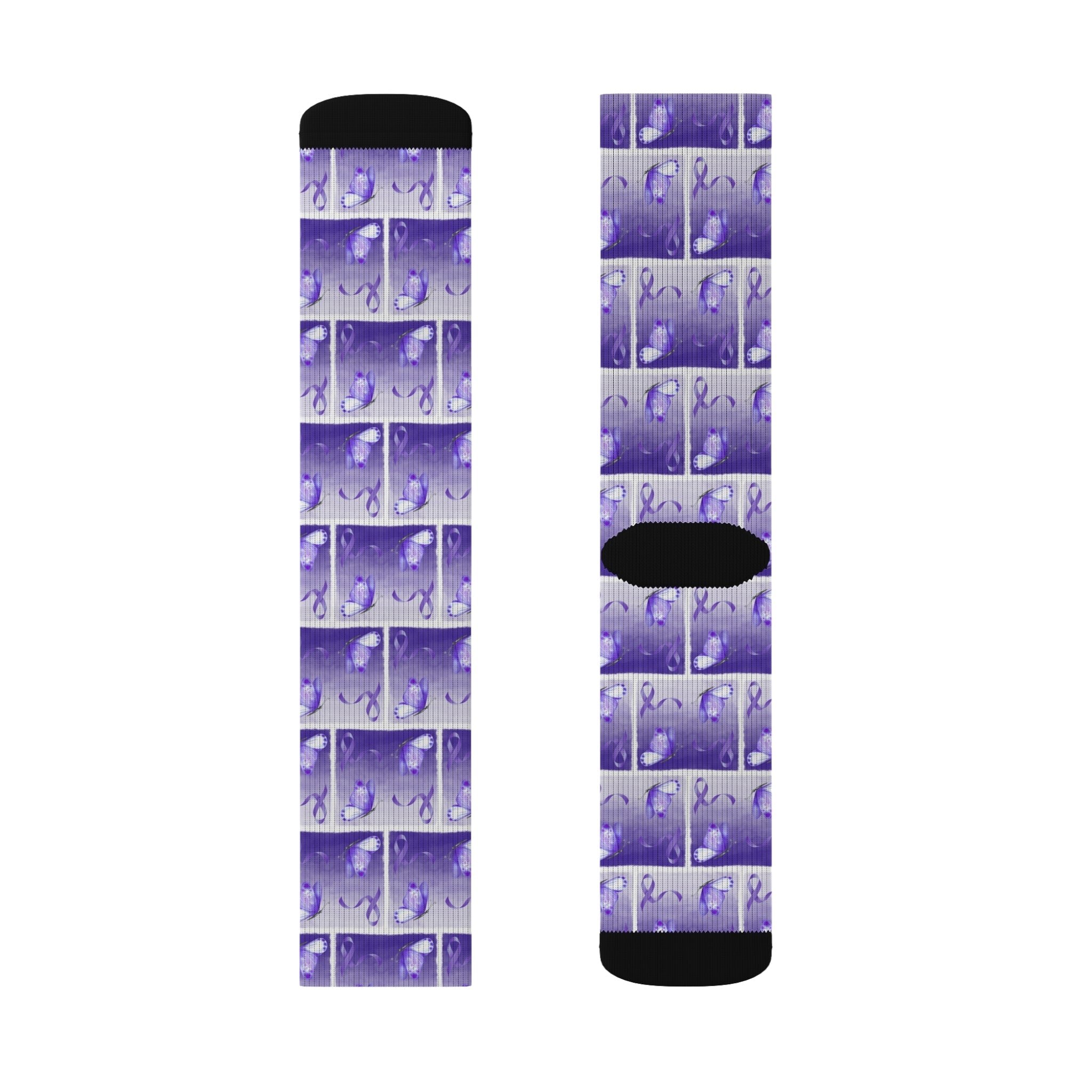 Purple Ribbon Butterfly Epilepsy Awareness Socks - Clothing, Socks - EpiAl's Shop