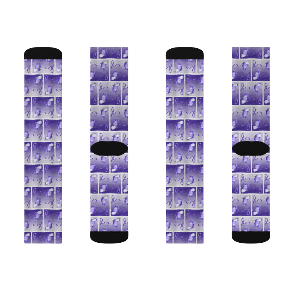 Purple Ribbon Butterfly Epilepsy Awareness Socks - Clothing, Socks - EpiAl's Shop