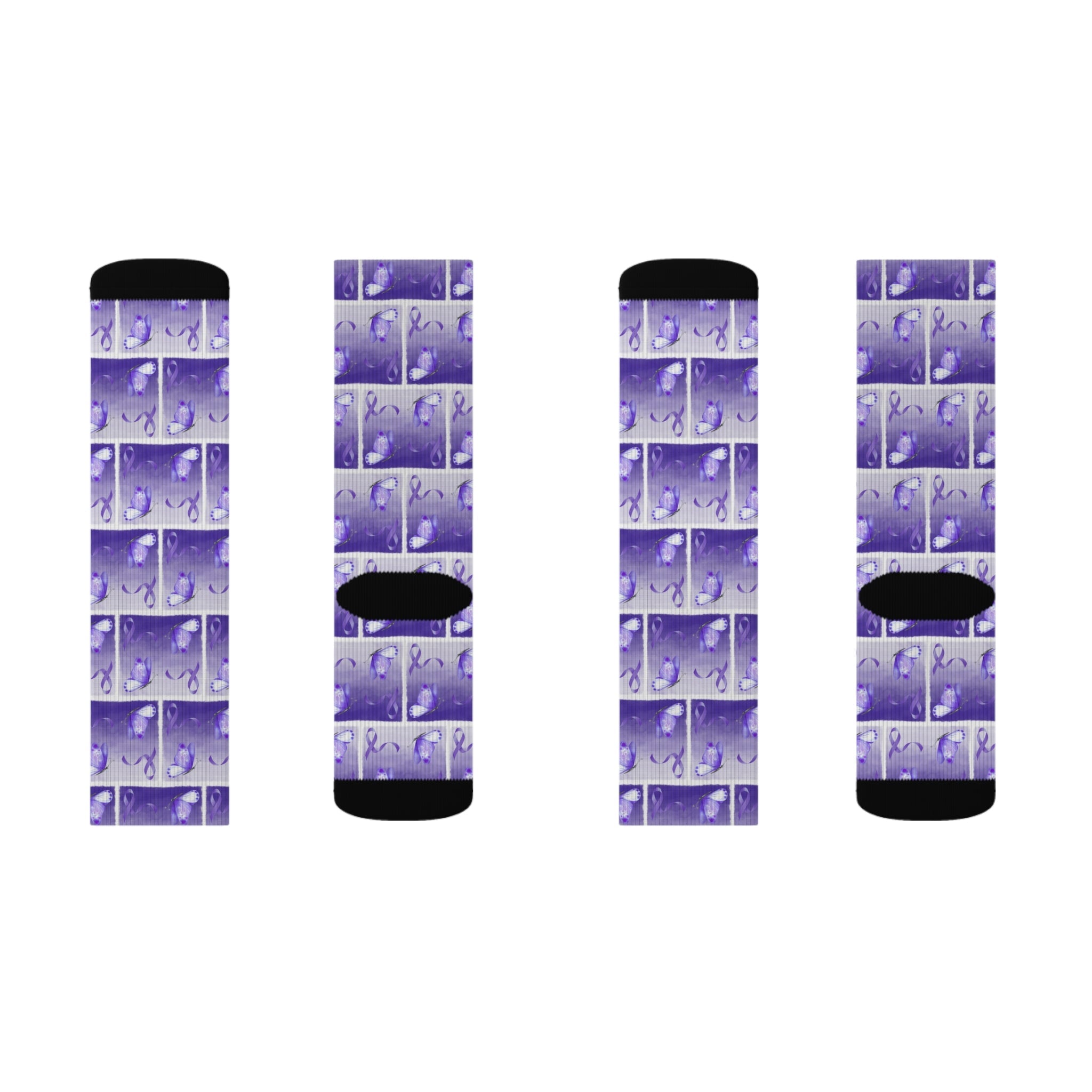 Purple Ribbon Butterfly Epilepsy Awareness Socks - Clothing, Socks - EpiAl's Shop