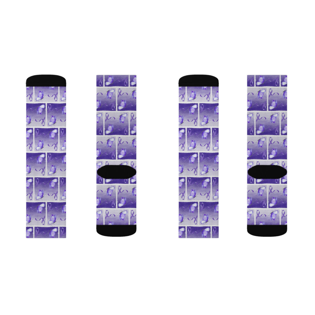 Purple Ribbon Butterfly Epilepsy Awareness Socks - Clothing, Socks - EpiAl's Shop