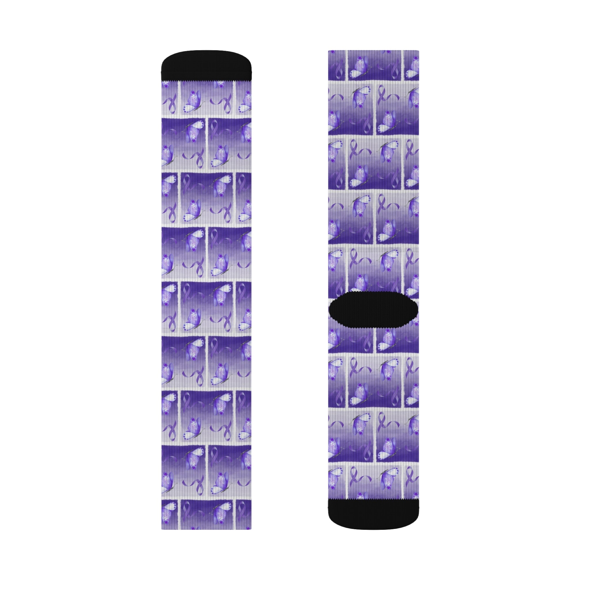 Purple Ribbon Butterfly Epilepsy Awareness Socks - Clothing, Socks - EpiAl's Shop