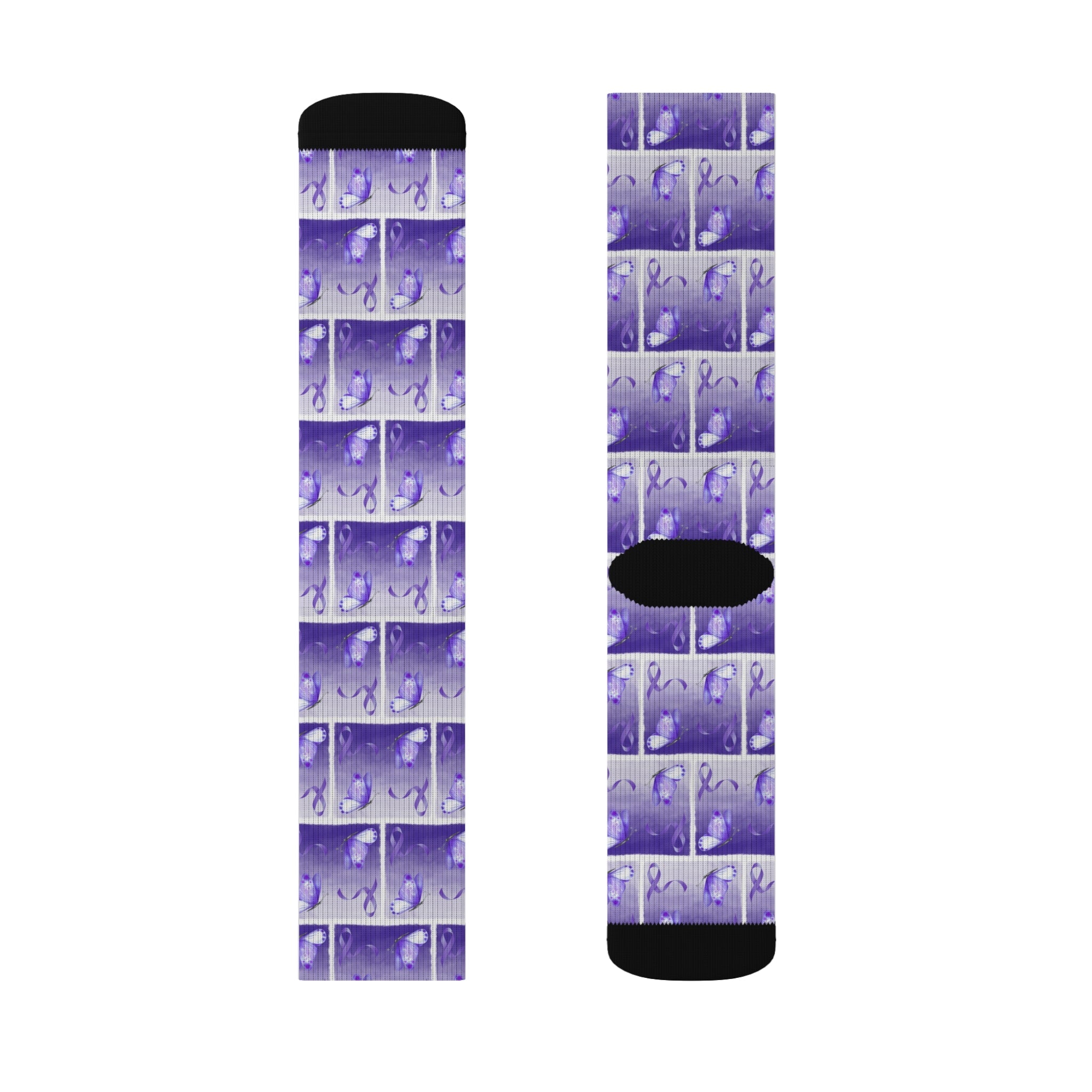 Purple Ribbon Butterfly Epilepsy Awareness Socks - Clothing, Socks - EpiAl's Shop