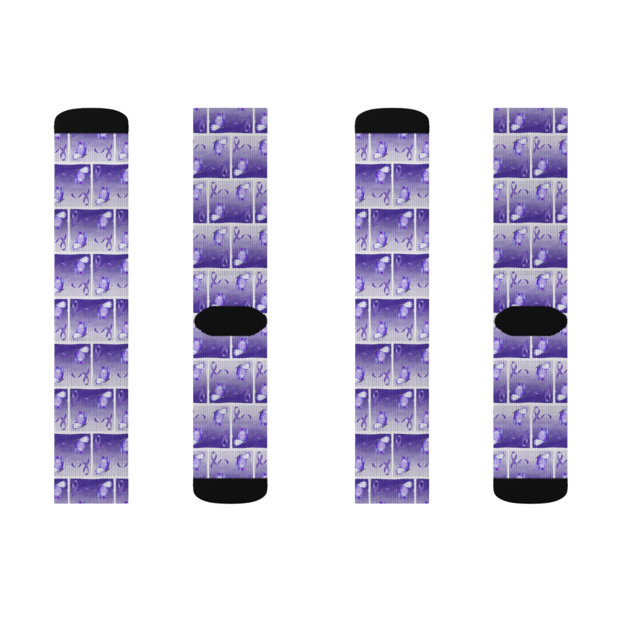 Purple Ribbon Butterfly Epilepsy Awareness Socks - Clothing, Socks - EpiAl's Shop