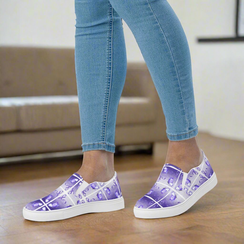 Purple Ribbon Butterfly Women’s Slip - On Canvas Shoes - Shoes & Sneakers - EpiAl's Shop