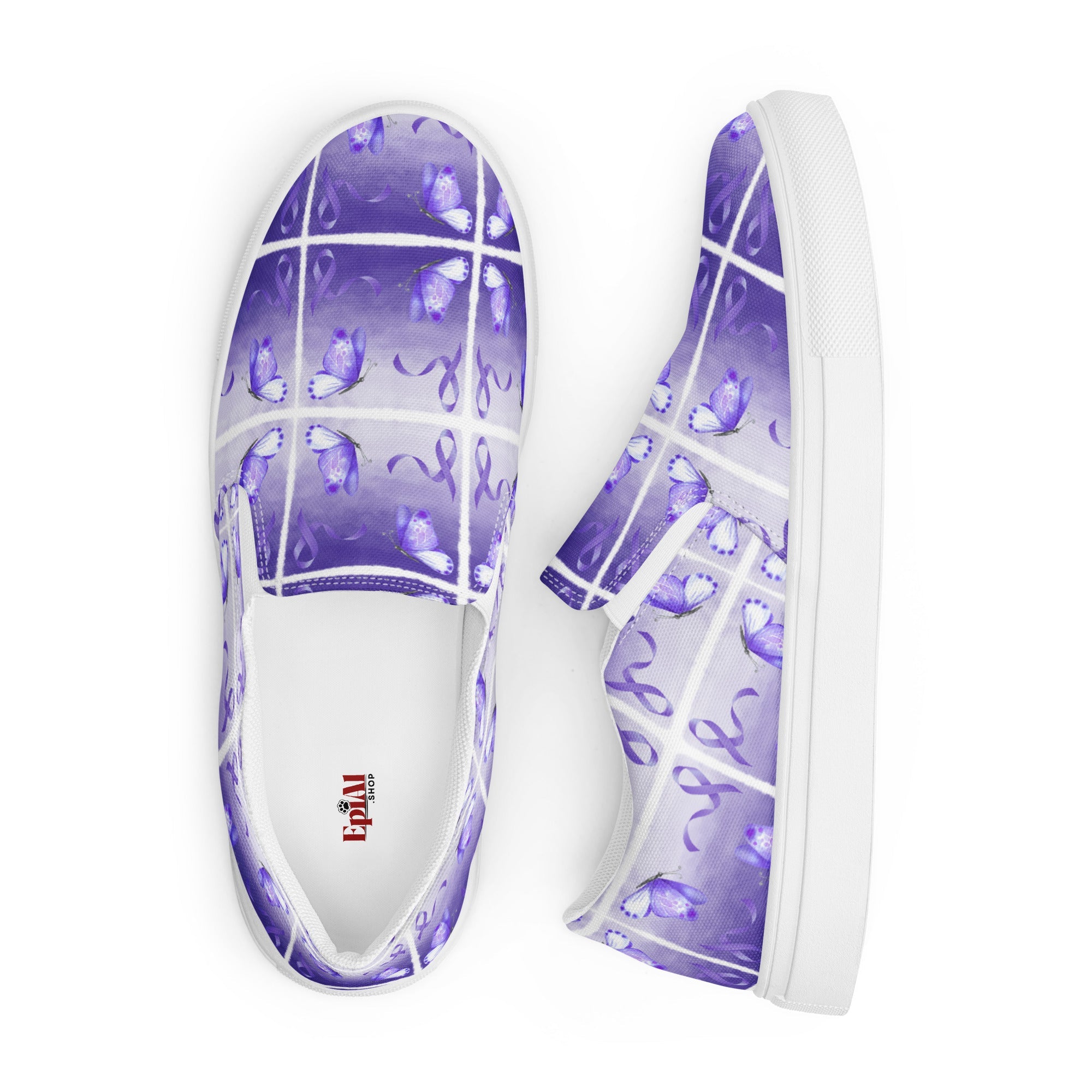 Purple Ribbon Butterfly Women’s Slip - On Canvas Shoes - Shoes & Sneakers - EpiAl's Shop