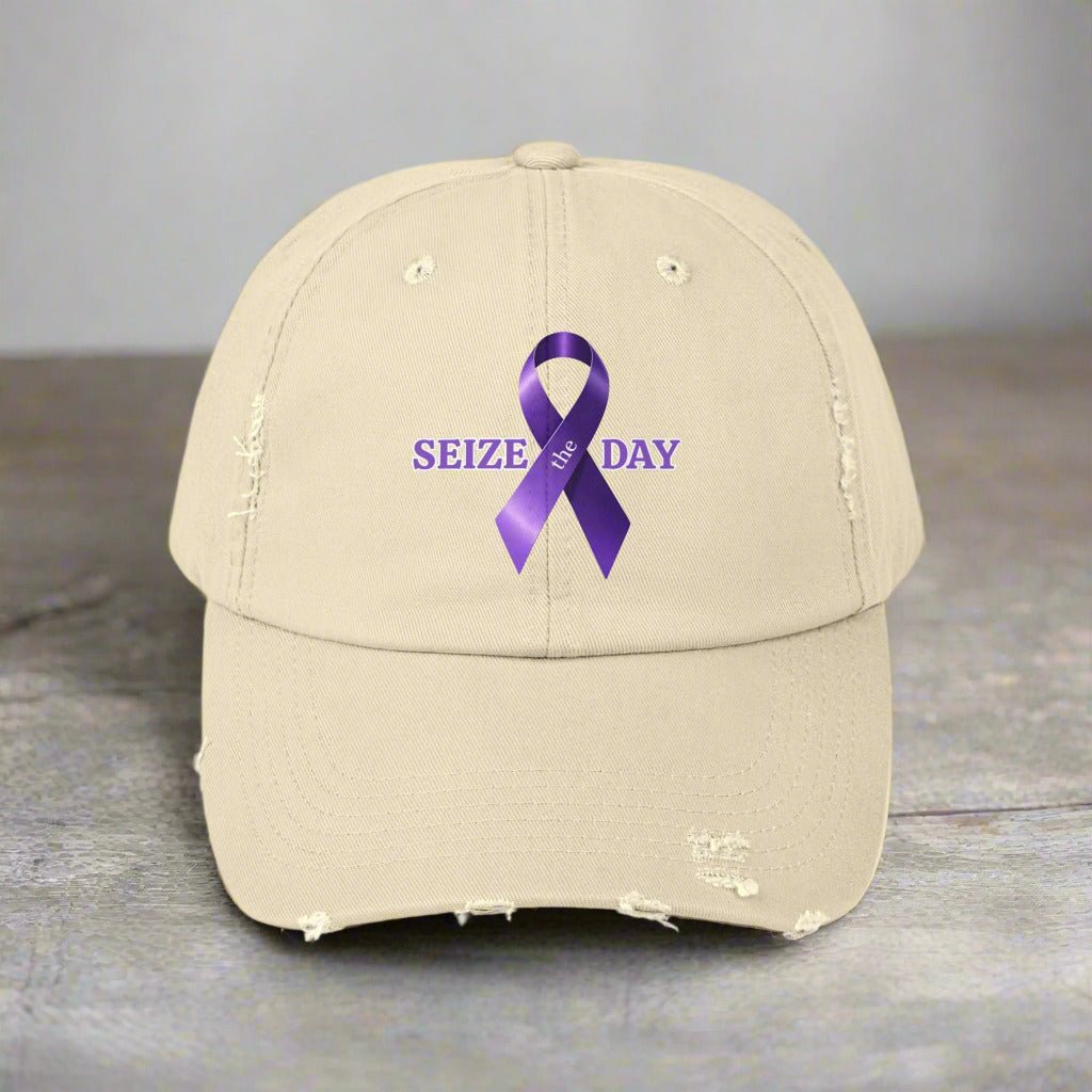 Purple Ribbon Distressed Cap - Hats, Baseball & Trucker - EpiAl's Shop