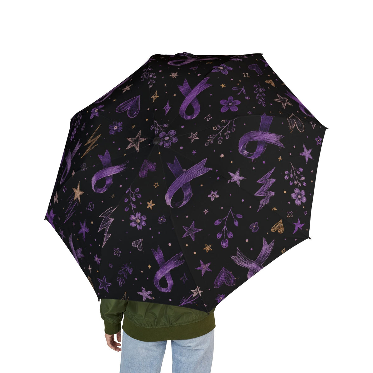 Purple Ribbon Epilepsy Awareness Umbrella (Semi-Automatic) - Rain Gear, Umbrellas - EpiAl's Shop
