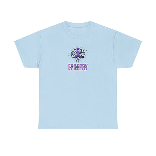 Purple Ribbon Epilepsy Awareness Unisex Heavy Cotton Tee - T-Shirt - EpiAl's Shop