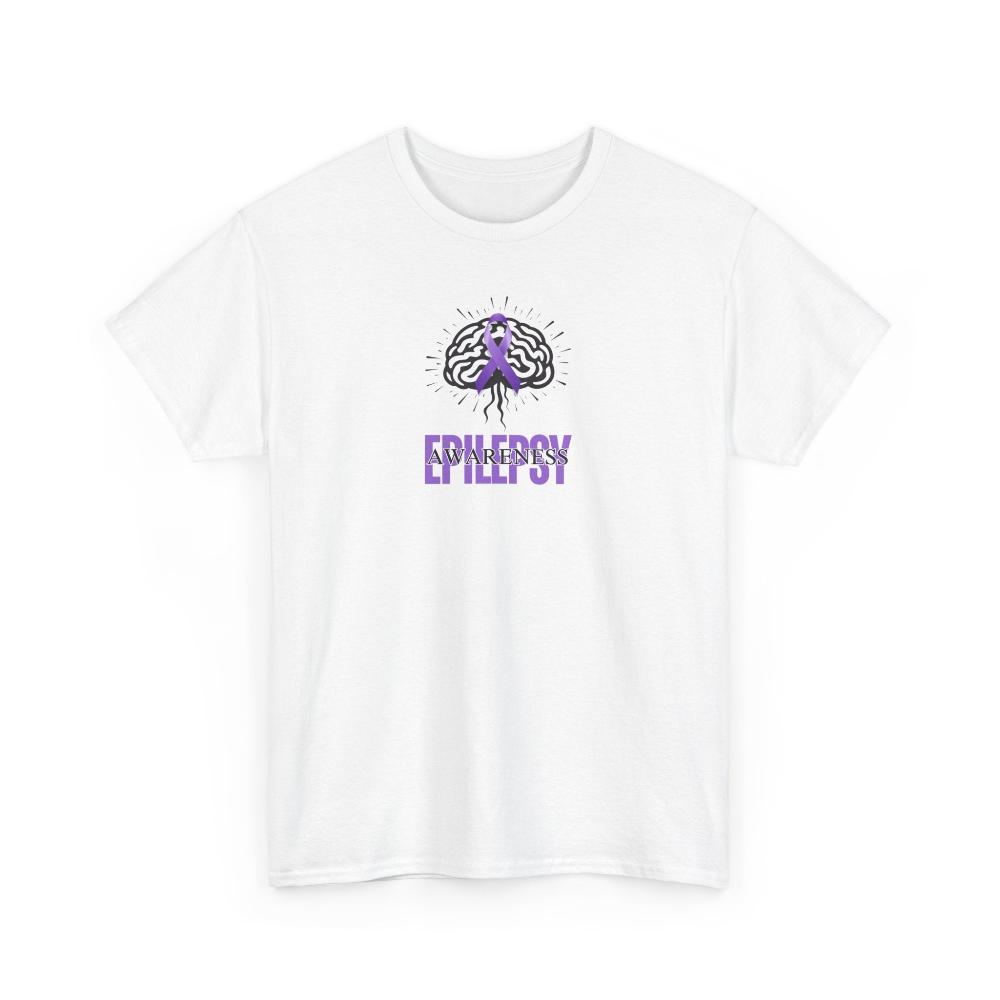 Purple Ribbon Epilepsy Awareness Unisex Heavy Cotton Tee - T-Shirt - EpiAl's Shop