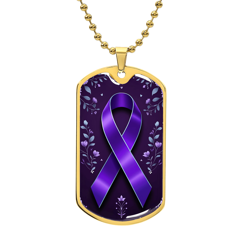 Purple Ribbon on Flowery Background Necklace - Jewelry, Necklaces - EpiAl's Shop