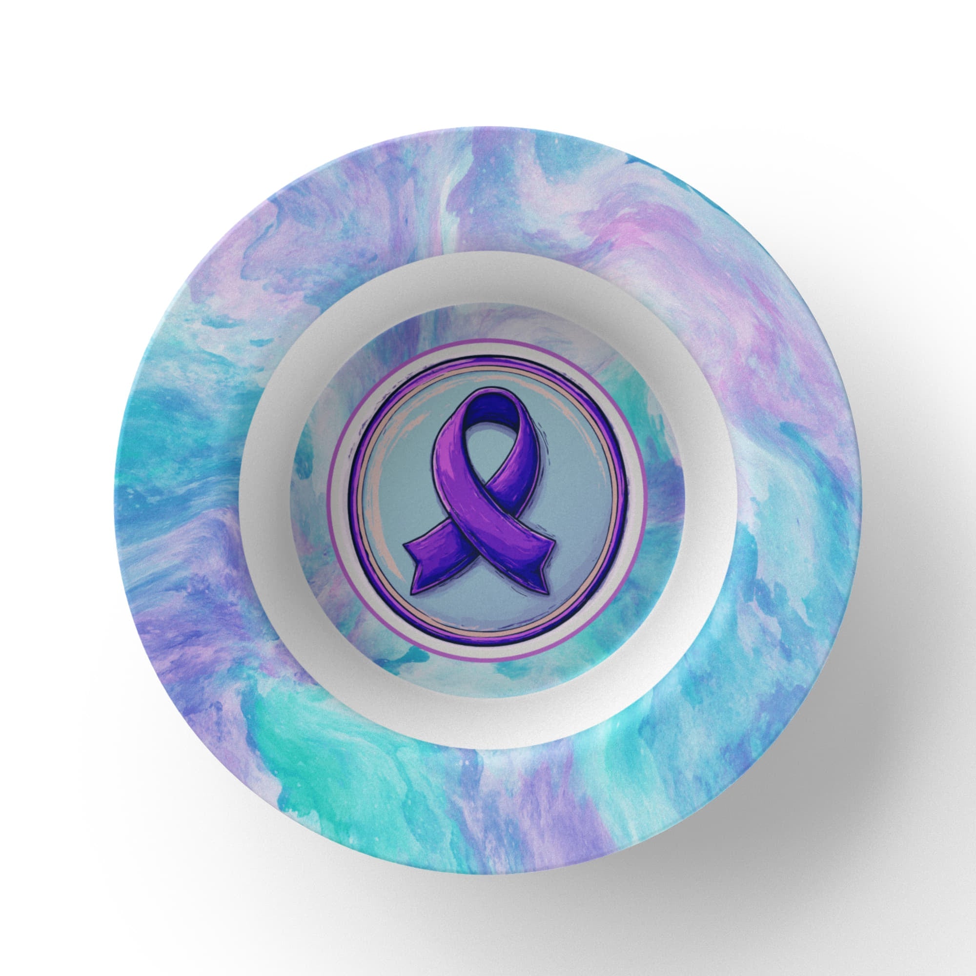 Purple Ribbon on Watercolor Collectible Bowl - Decor, Kitchen & Dining, Bowls - EpiAl's Shop