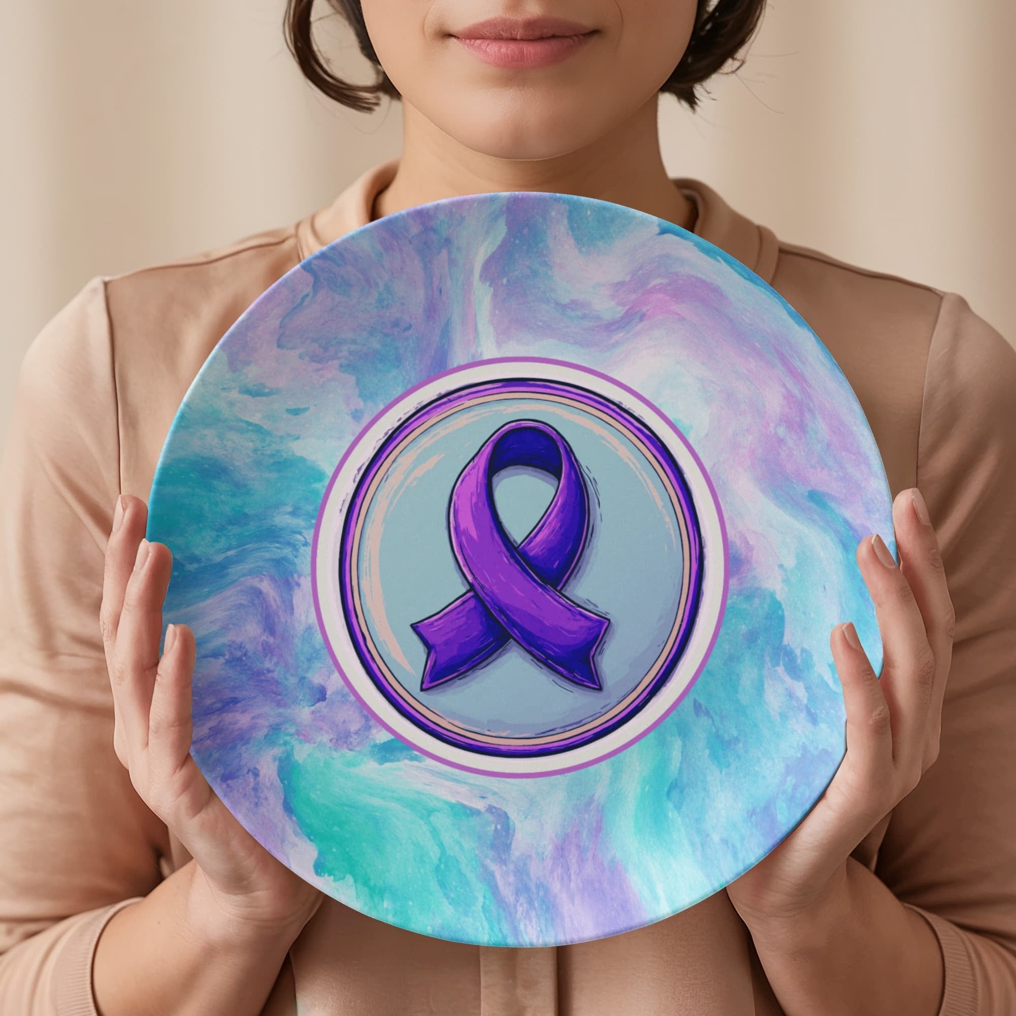 Purple Ribbon on Watercolor Collectible Plate - Decor, Kitchen & Dining, Plates - EpiAl's Shop