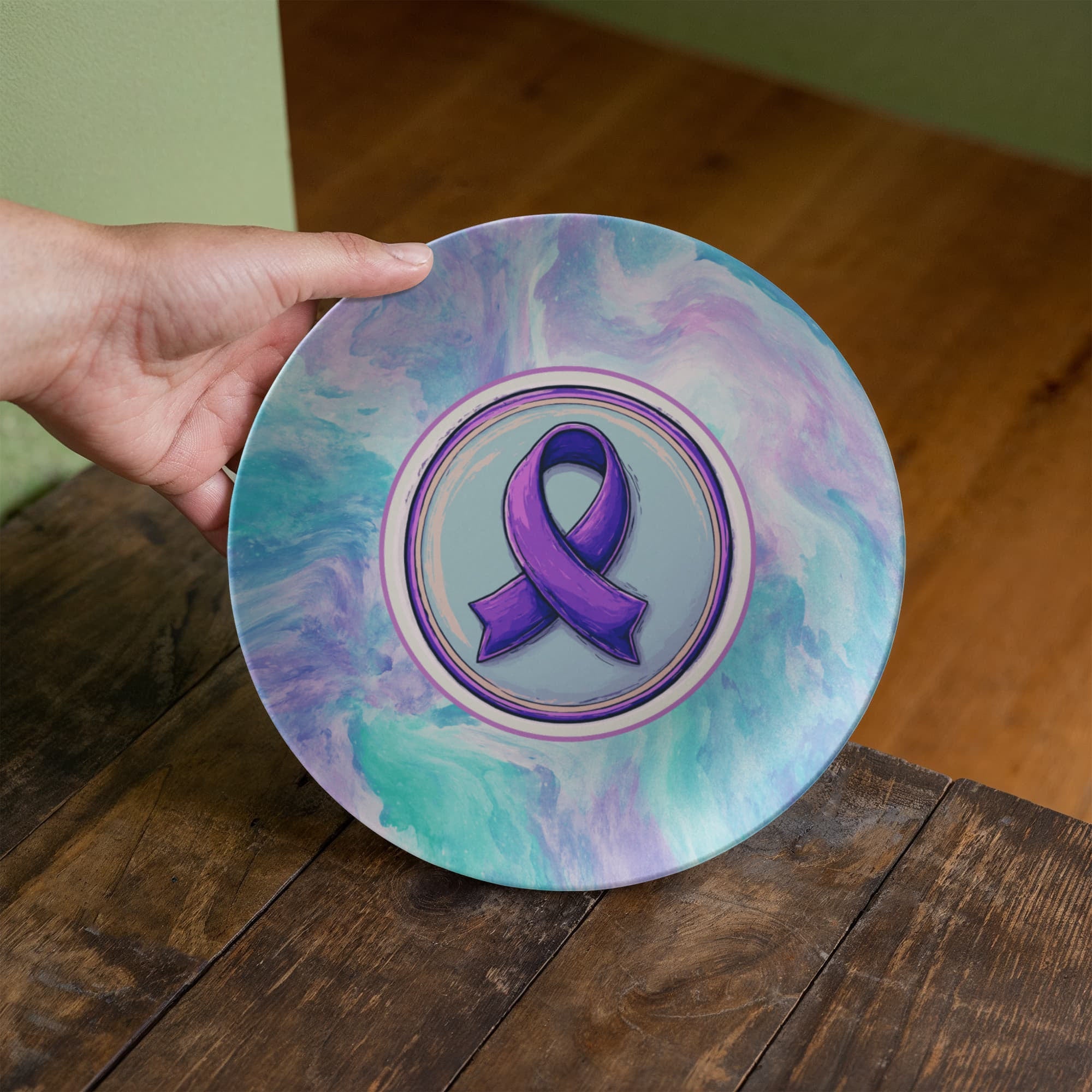 Purple Ribbon on Watercolor Collectible Plate - Decor, Kitchen & Dining, Plates - EpiAl's Shop
