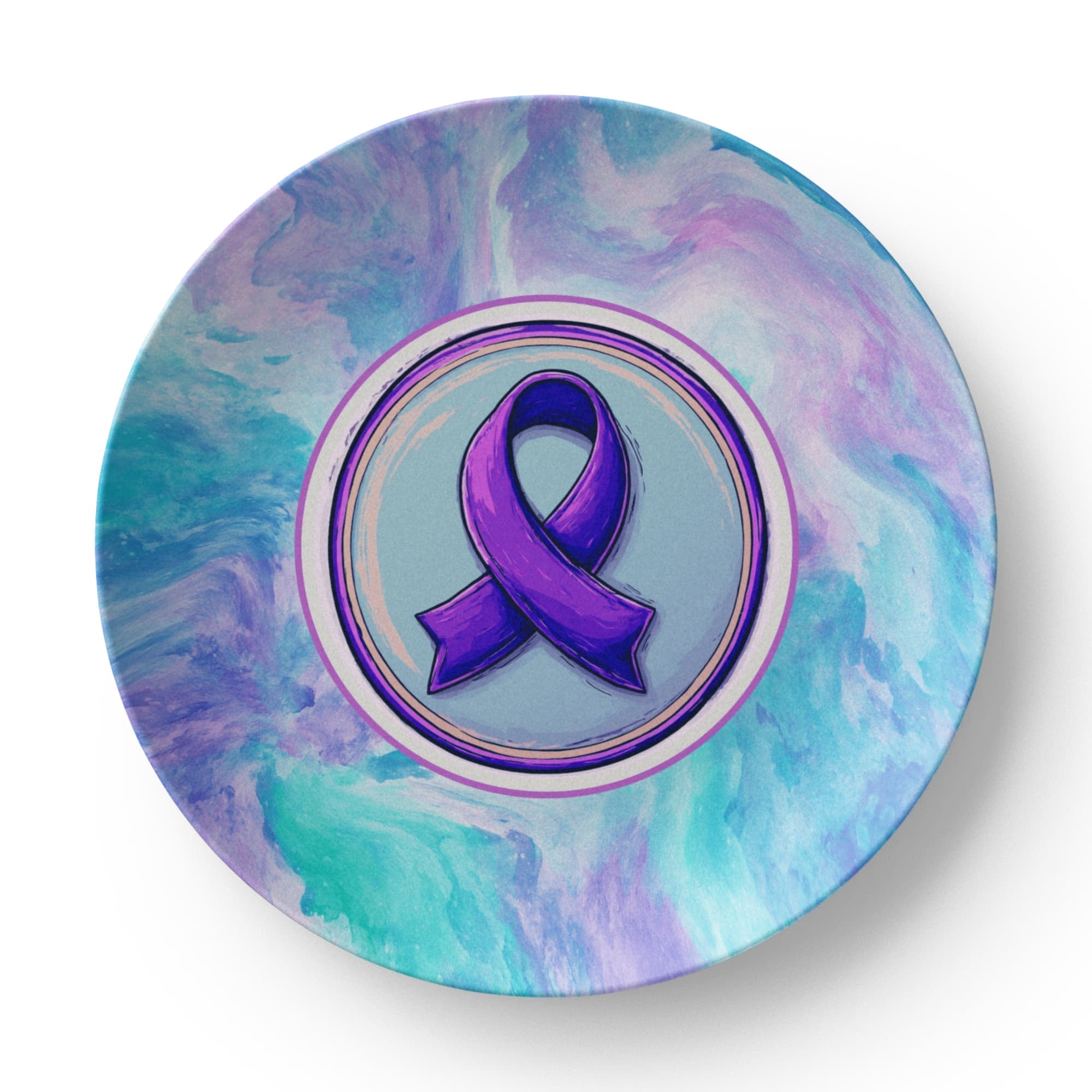 Purple Ribbon on Watercolor Collectible Plate - Decor, Kitchen & Dining, Plates - EpiAl's Shop