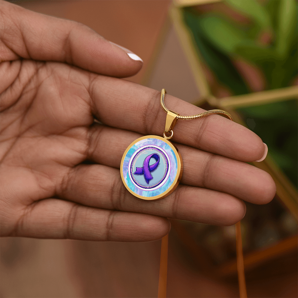 Purple Ribbon on Watercolor Necklace - Jewelry, Necklaces - EpiAl's Shop