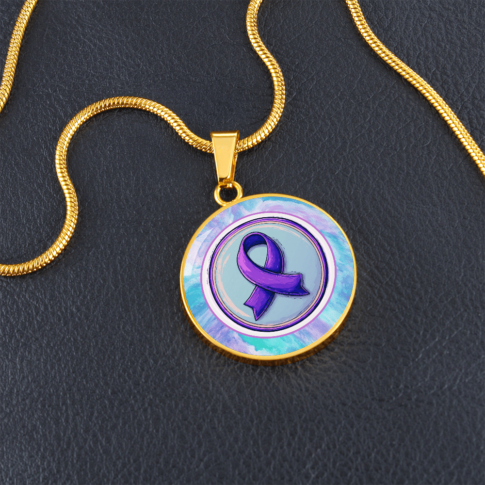 Purple Ribbon on Watercolor Necklace - Jewelry, Necklaces - EpiAl's Shop
