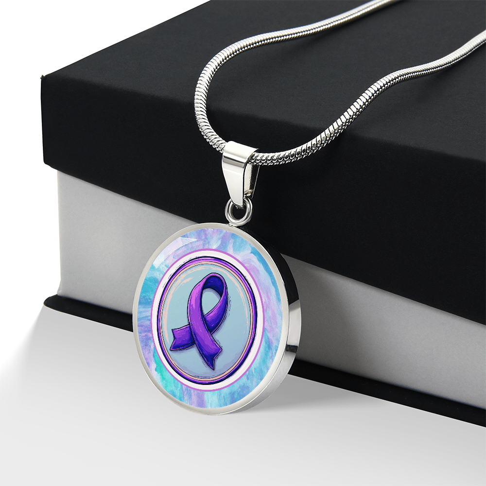 Purple Ribbon on Watercolor Necklace - Jewelry, Necklaces - EpiAl's Shop