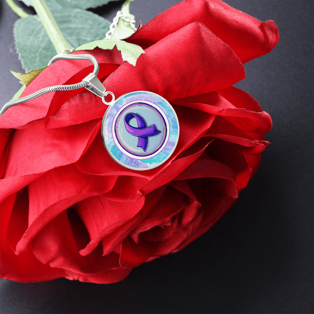 Purple Ribbon on Watercolor Necklace - Jewelry, Necklaces - EpiAl's Shop