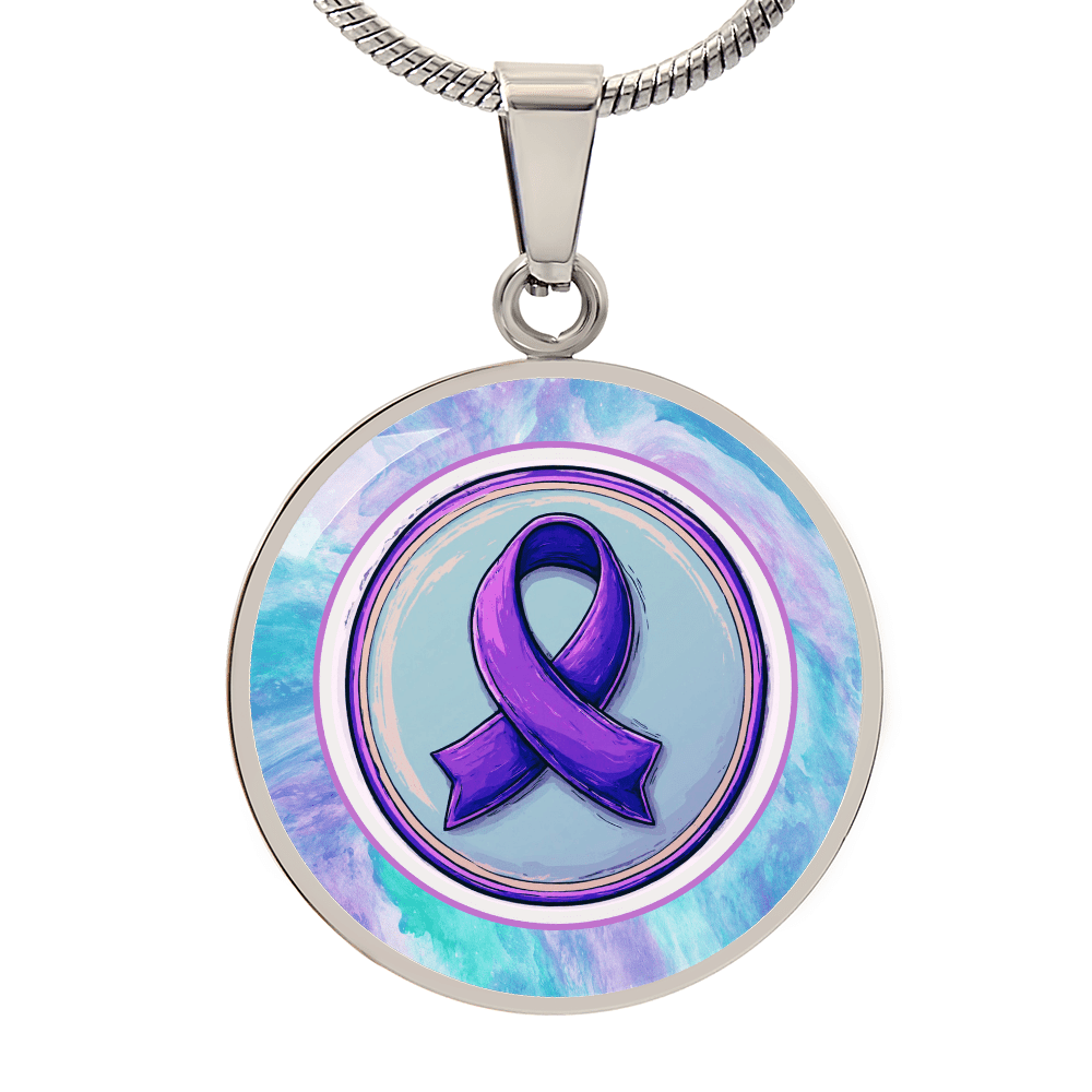 Purple Ribbon on Watercolor Necklace - Jewelry, Necklaces - EpiAl's Shop