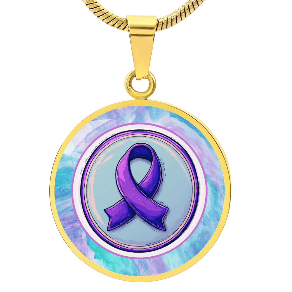 Purple Ribbon on Watercolor Necklace - Jewelry, Necklaces - EpiAl's Shop