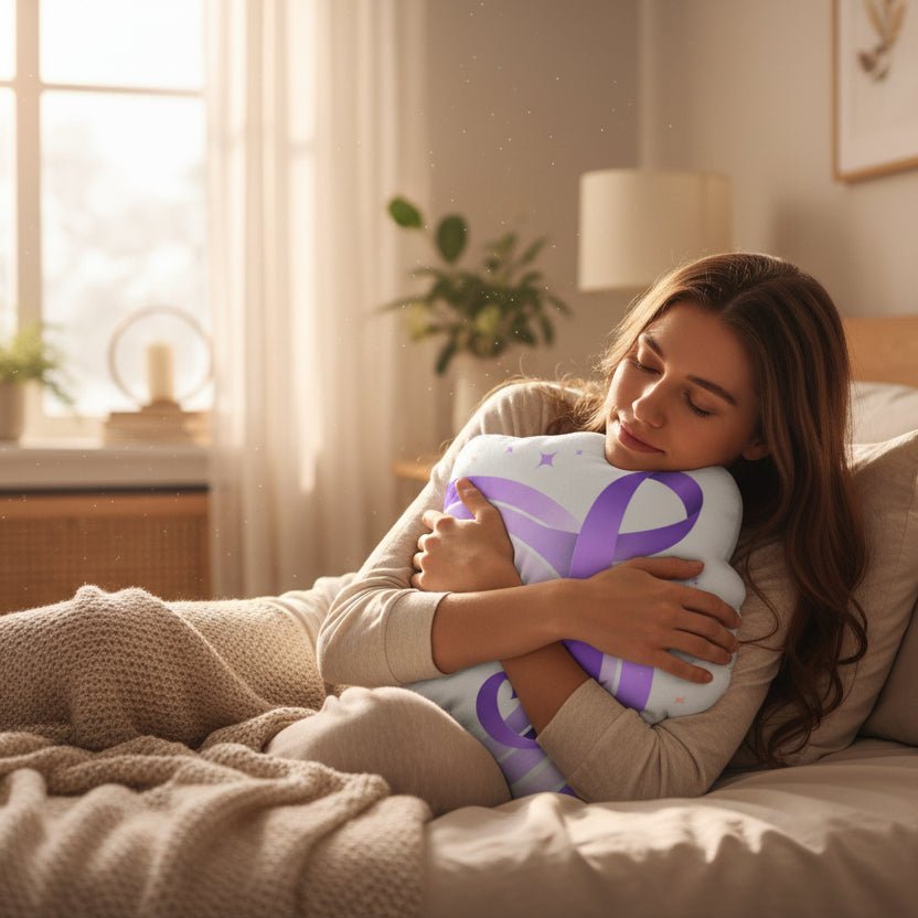 Purple Ribbon Rainbow Pillow — Soft Light, Steady Meaning - Decor, Pillows, Shaped - EpiAl's Shop