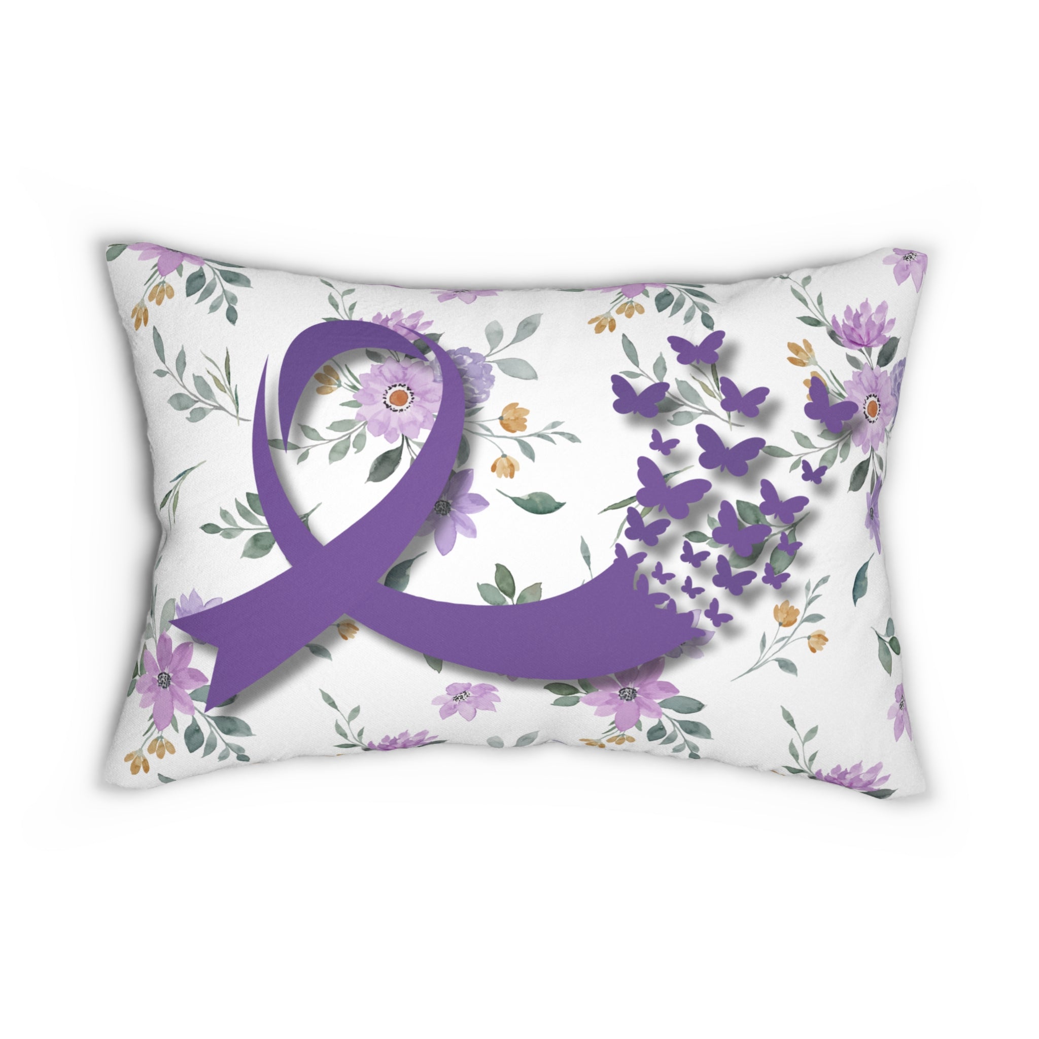Purple Ribbon Spun Polyester Lumbar Pillow - Decor, Home, Pillows - EpiAl's Shop