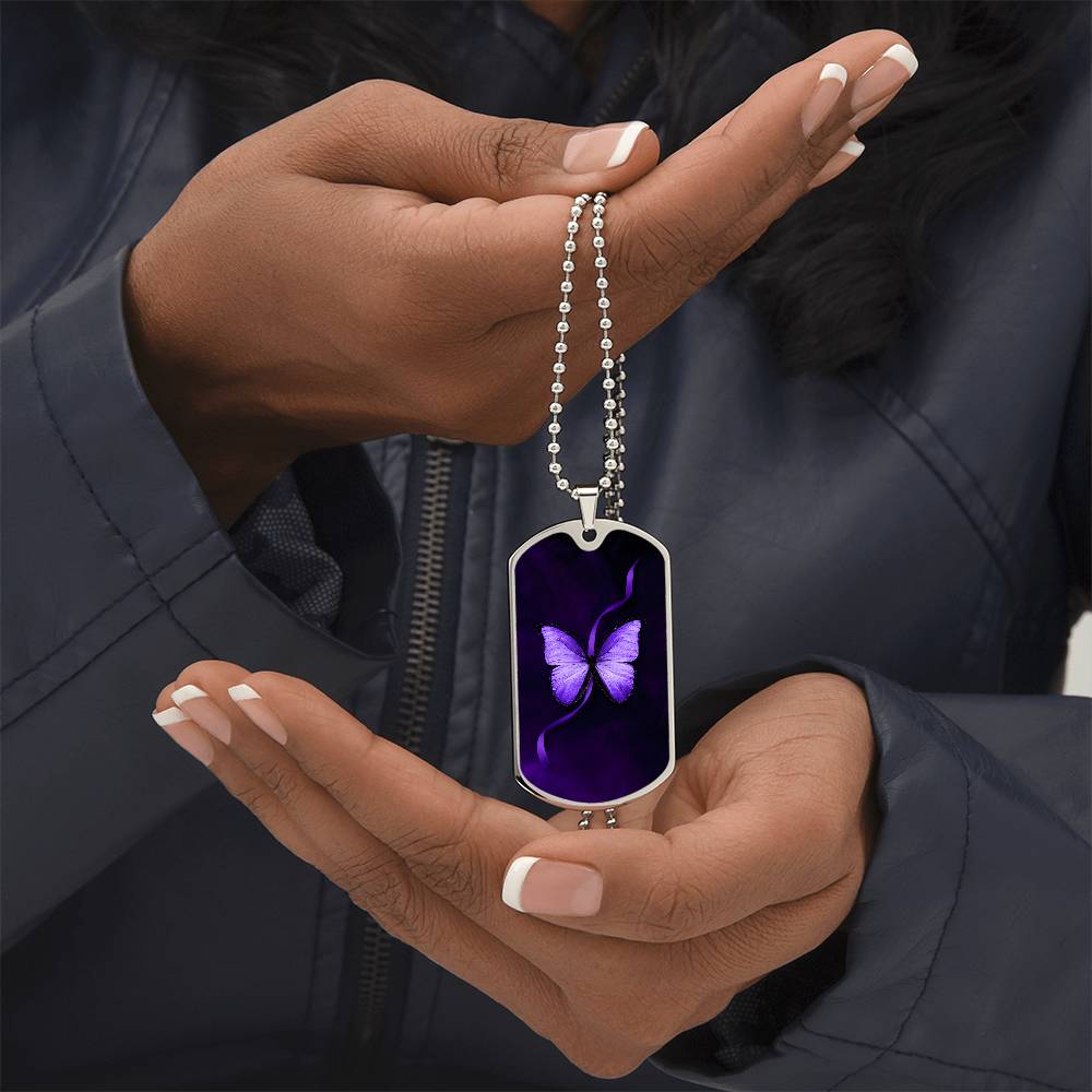 Purple Seizure Awareness Butterfly Necklace - Jewelry - Epileptic Al’s Shop