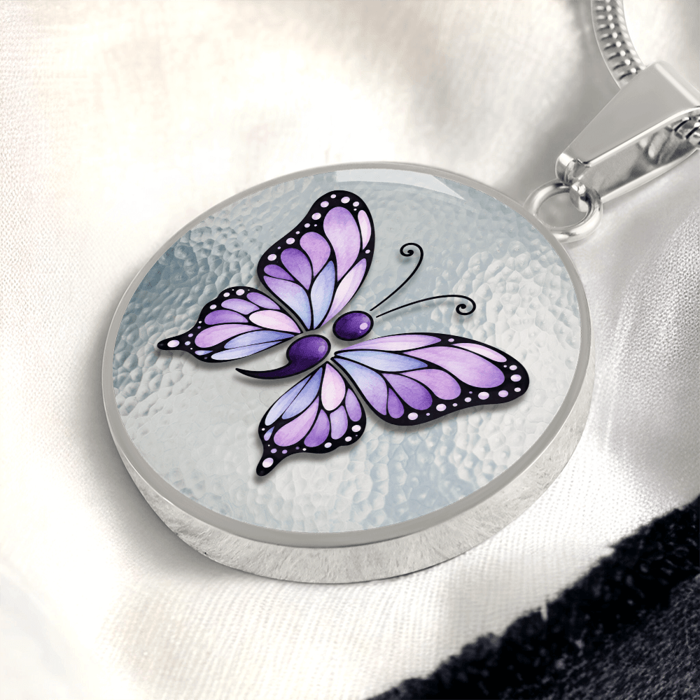 Purple Semicolon Butterfly Pendant Necklace | Epilepsy & Mental Health Awareness Jewelry - Jewelry, Necklaces - EpiAl's Shop