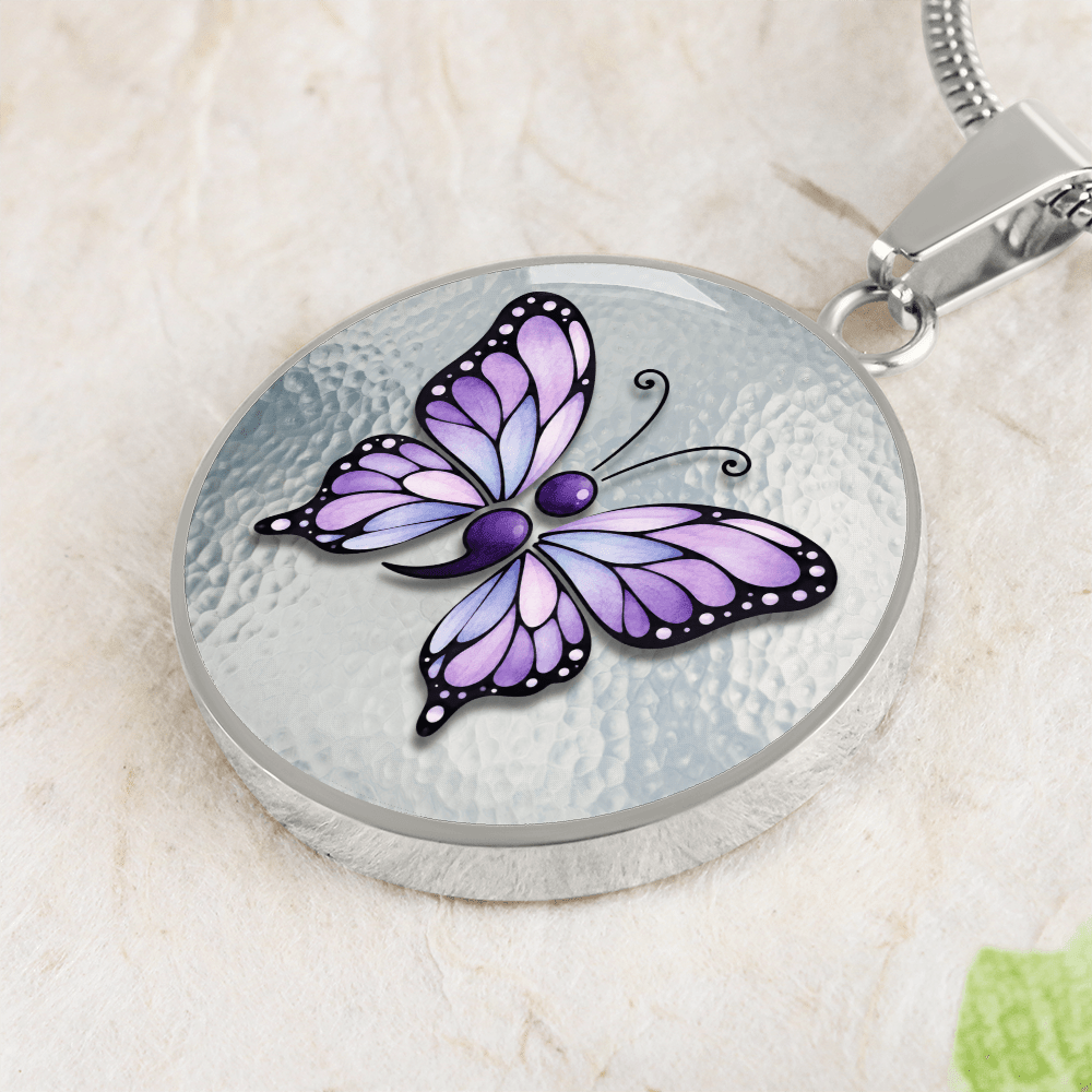 Purple Semicolon Butterfly Pendant Necklace | Epilepsy & Mental Health Awareness Jewelry - Jewelry, Necklaces - EpiAl's Shop