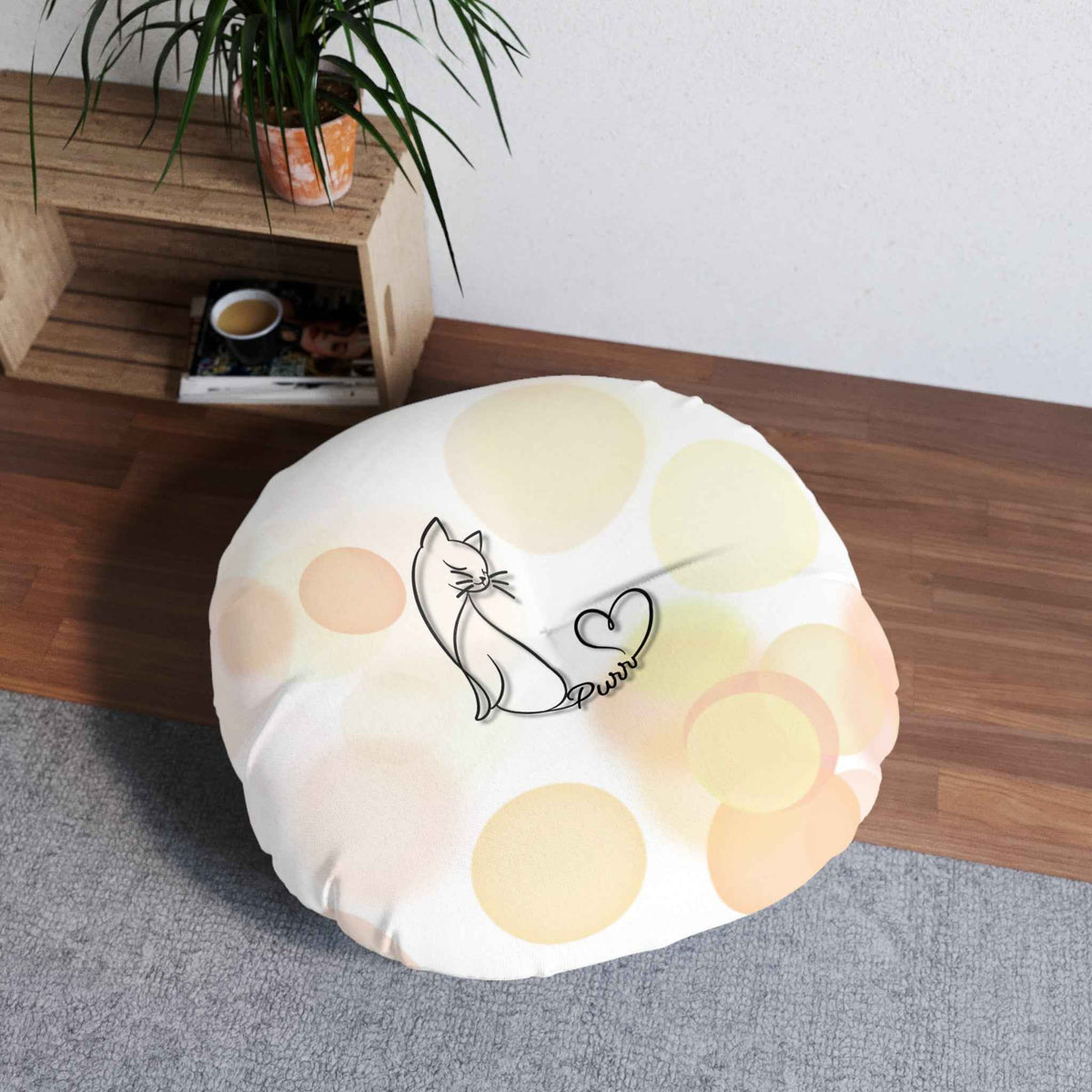 Purr Cat Floor Pillow – Minimalist Cat Lover Round Cushion - Decor, Pillows, Floor - EpiAl's Shop