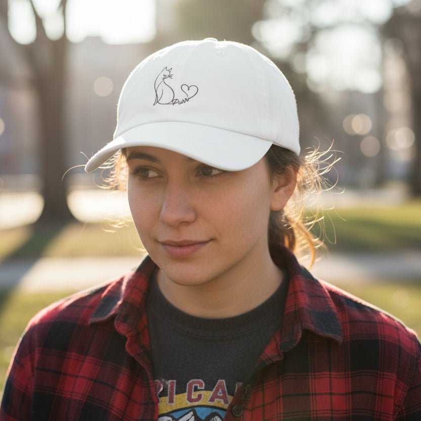 Purr Line Art Cat Hat – Minimalist Cat Lover Cap - Hats, Baseball & Trucker - EpiAl's Shop