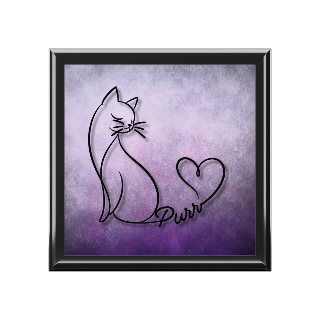 Purr – Line Art Cat Jewelry Box with Heart Tail - Decor, Jewelry Boxes - EpiAl's Shop