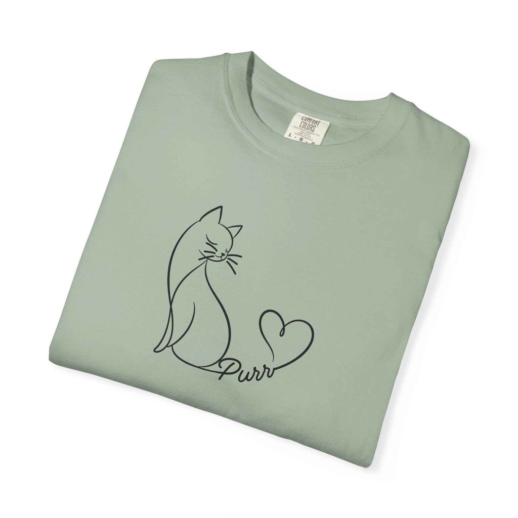 Purr Line Art Cat Unisex T-Shirt | Minimal Cat Lover Tee with Heart Tail - Clothing, Unisex, T-Shirts - EpiAl's Shop