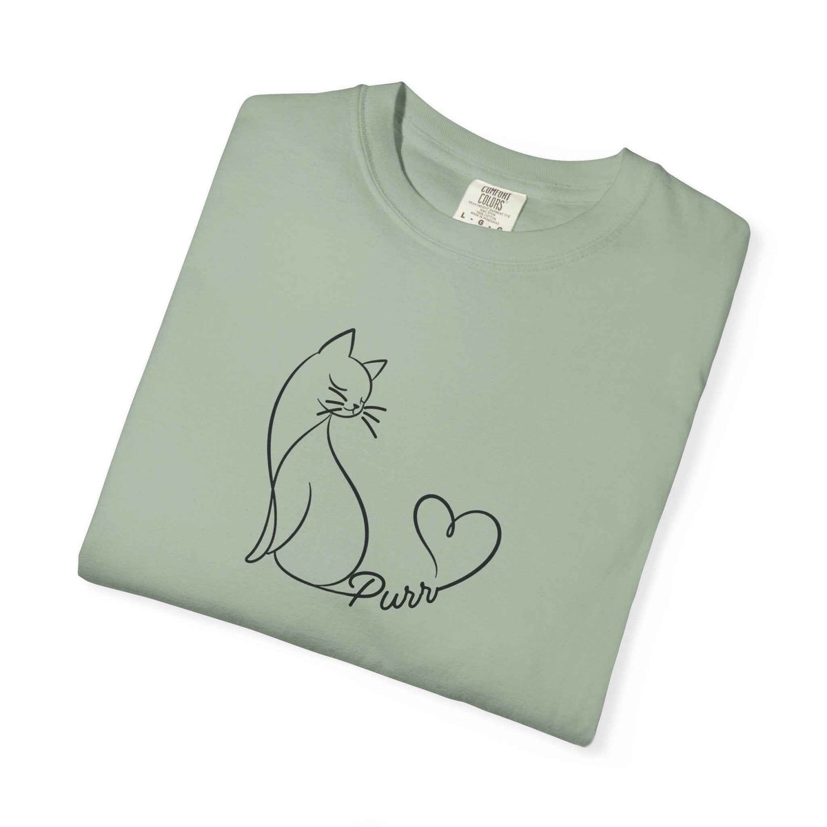 Purr Line Art Cat Unisex T-Shirt | Minimal Cat Lover Tee with Heart Tail - Clothing, Unisex, T-Shirts - EpiAl's Shop