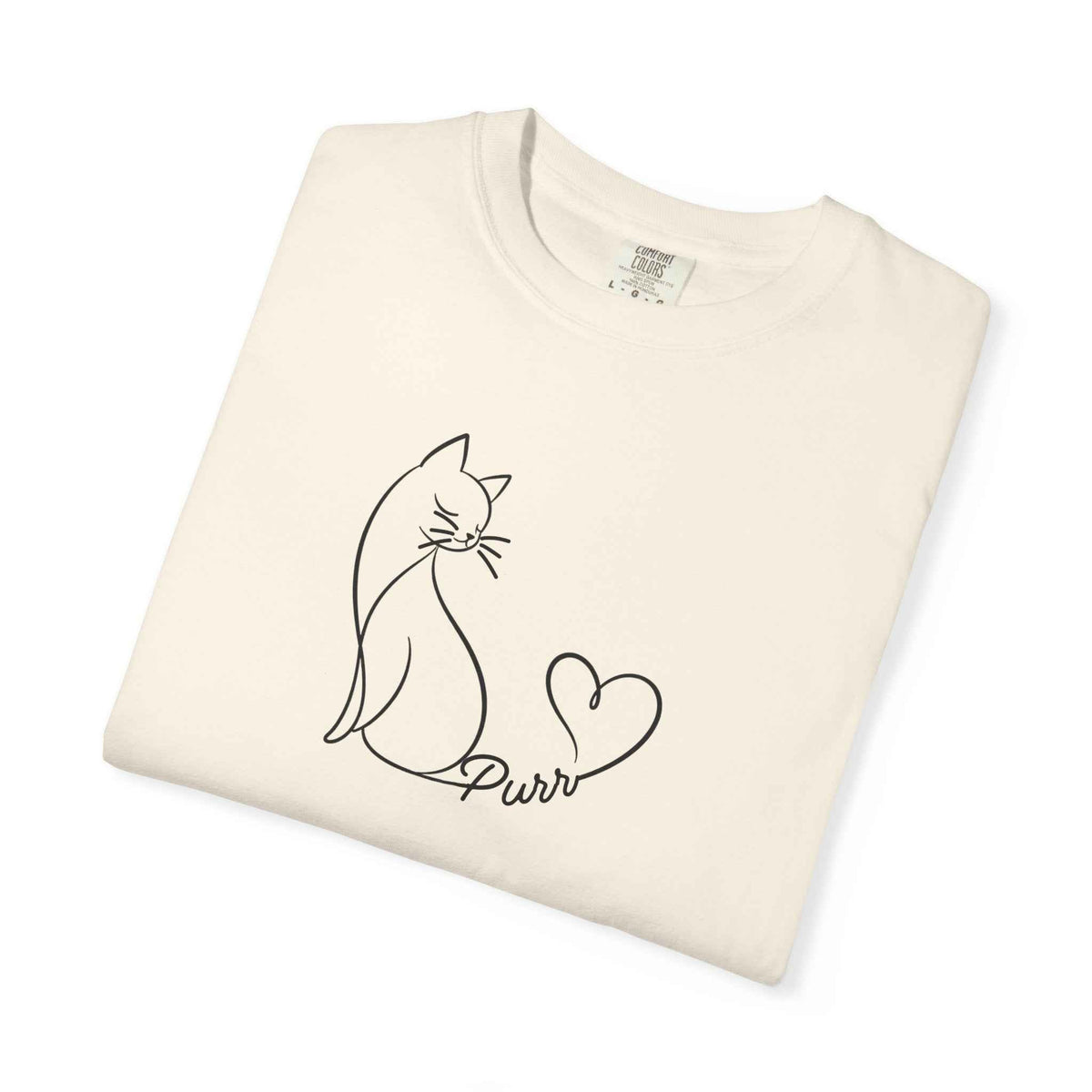 Purr Line Art Cat Unisex T-Shirt | Minimal Cat Lover Tee with Heart Tail - Clothing, Unisex, T-Shirts - EpiAl's Shop