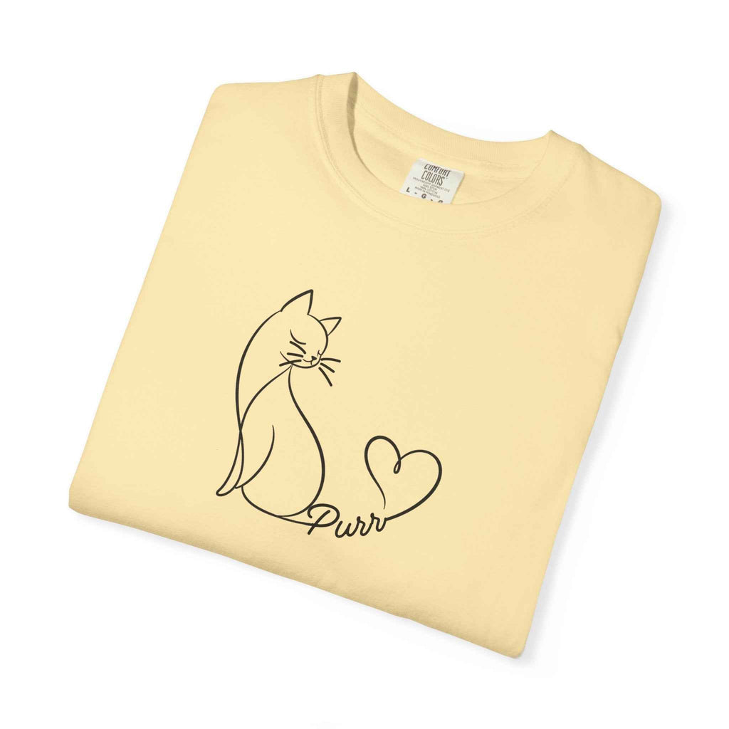 Purr Line Art Cat Unisex T-Shirt | Minimal Cat Lover Tee with Heart Tail - Clothing, Unisex, T-Shirts - EpiAl's Shop