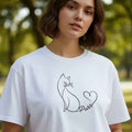 Purr Line Art Cat Unisex T-Shirt | Minimal Cat Lover Tee with Heart Tail - Clothing, Unisex, T-Shirts - EpiAl's Shop