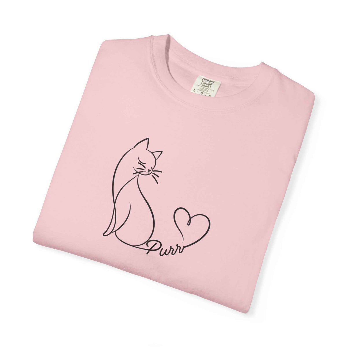 Purr Line Art Cat Unisex T-Shirt | Minimal Cat Lover Tee with Heart Tail - Clothing, Unisex, T-Shirts - EpiAl's Shop