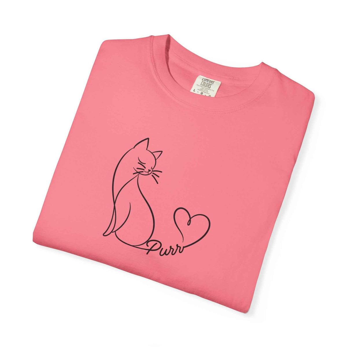 Purr Line Art Cat Unisex T-Shirt | Minimal Cat Lover Tee with Heart Tail - Clothing, Unisex, T-Shirts - EpiAl's Shop